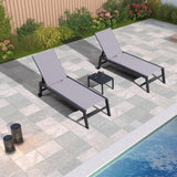 PURPLE LEAF Patio Chaise Lounge 4 Pieces with Wheels, Aluminum, Light Grey