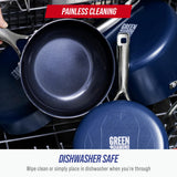 Blue Diamond 12" Nonstick Frying Pan with Lid, Diamond Infused PFAS & PTFE-Free Ceramic Skillet, Dishwasher & Oven Safe, Stay Cool Handle, Durable Non Toxic Metal Utensil Safe, Glass Lid, Blue