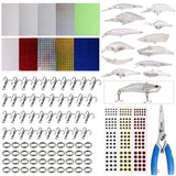 Unpainted Fishing Lures Making Kit, 286pcs DIY Lure Blank Crankbaits Minnow Hard Bait Set with Treble Hooks,Split Rings,3D Eyes,Fishing Lure Stickers Pliers DIY Fishing Tackle SILANON