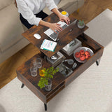 Modern Lift Top Coffee Table with Hidden Storage - Living Room Furniture, Tea Table with Lift Top, Floor Table for Sitting On The Floor, Wood Coffee Table Center Table