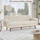 Kingfun 77.2" W Loveseat Sofa, Mid Century Modern Decor Love Seat Couches for Living Room, Button Tufted Upholstered Furniture, Solid & Easy to Install Small Couch for Bedroom Office Apartment, Beige
