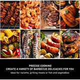Electric Grill, Techwood Indoor/Outdoor Electric Barbecue Grill, 1600W Portable Removable Tabletop Grill with Adjustable Heat, Double Layer Design for Party, Patio & Backyard (Black)