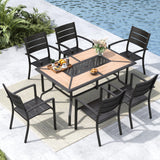 MFSTUDIO 7 PCS Patio Dining Set, 61.5"×38", Wrought Iron Table