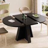 iPormis 43.3in-59in Extendable Round Dining Table for 4-6, Modern Wooden Kitchen Table for Dining Room, Adjustable Size Oval Circle Dinner Tables Furniture for Kitchen Living Room, Black