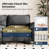 PHI VILLA Sectional Cloud Couch L Shaped 4-Seat Modular Sofa with Ottoman