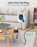 2 Pack Desk Clamp Power Strip with 4 Outlets & 4USB, 10FT Extension Cord