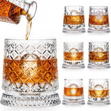 10oz Spinning Whiskey Glasses for Whiskey-lovers: 360° Rotating Crystal Glass with Iceball Mold for Scotch Bourbon - Old Fashioned Glasses for Bar Party Home - Gifts for Men Dad Husband (Ice Flower)
