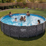 Bestway APX 365 20' x 52" Above Ground Pool, Round Metal Frame Outdoor Swimming Pool Set with Sand Filter Pump, Ladder, and Cover, Dark Marble