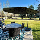 PURPLE LEAF Cantilever Umbrella 10 Feet Round 360° Rotation Light Grey