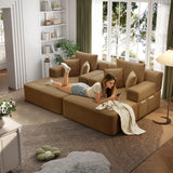 RENDGO 97 Inch Double Chaise Lounge Chair Indoor, Camel