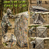 Lenotos Hunting Blind, 2 Person Pop Up Blinds 360 Degree See Through, Portable Durable Hunting Ground Blinds for Deer & Turkey Hunting(A-1008) Lenotos