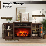 LUXOAK 70" Farmhouse TV Stand with 28" Fireplace, Rustic Brown