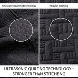 MOONLIGHT20015 10 Pack Queen Quilt Bedding Set (90" x 96") - Bulk Wholesale for Hotels, Guest Bedroom & Airbnbs - Lightweight Microfiber Reversible Floral Embossed Quilts Bedspreads (Black)