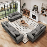 PHI VILLA 3-Piece Modular Sectional Cloud Couch and 2 Loveseats Sofa Set