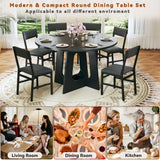 Round Dining Table Set for 6, 7-Piece Kitchen Table and Chairs for 6, 47'' Round Dining Room Table Set with 6 Chairs