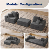 Cloud Modular Sectional Sofa, Comfy Boneless Couch for Living Room, Modern L-Shaped Couch with Reversible Chaise, Customizable Sleeper Sofa Bed with Non Slip, No Assembly & Deep Seat, Dark Grey