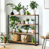 Bookshelf,4-Tier Industrial Bookcase,Rustic Wood and Metal Open Display Book Shelves Home Office