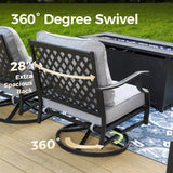 MIXPATIO 5-Piece Wrought Iron Patio Conversation Set, Swivel Chairs, Grey