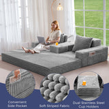 MAXYOYO Sofa Bed, 80-Inch Oversized Boneless Loveseat, 2 Cup Holders