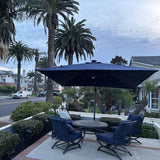 PURPLE LEAF Cantilever Patio Umbrella 10' x 10' with Solar LED Light, Navy