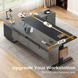 SEDETA 71" Executive Large L Shaped Electric Standing Desk, Grey