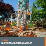 WORX 12 Amp Trivac 3-in-1 Electric Leaf Blower/Mulcher/Vacuum WG509 Metal Impeller for Fine Mulching
