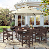 Homenjoy 7 Piece Patio Dining Set, 66" Rectangle HDPS Weather Resistant Outdoor Table & 6 Patio Chairs Set with 1.96" Umbrella Hole, Heavy Duty Chairs for Backyard Deck, Dark Brown