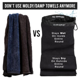 Club Scrub Golf Club and Ball Cleaning Pouch, Black, Golf Towel, Microfiber, Waterproof, Machine Washable