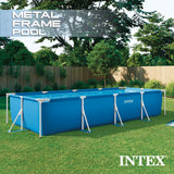INTEX Rectangular Frame 14 ft 9 in x 7 ft 3 in x 33 in Above Ground Pool, Swimming Pool with Steel Frame and 530 GPH Cartridge Filter Pump