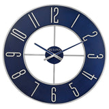 Bulova Blue Steel Oversize Wall Clock |Model C4809, 27" Diameter | Sleek Silver and Blue Finish | Contemporary Design | Battery Operated