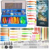 PLUSINNO Fishing Lures Kit, 211pcs Tackle Box with Tackle Included, Bass Fishing Kit with Pre-Rigged Jig Head Lures, Soft Baits, Hooks, Weights, Freshwater Fishing Gear for Walleye Crappie Trout