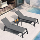 PURPLE LEAF Patio Chaise Lounge Set of 2 with Wheels, Adjustable, Gray