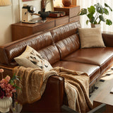 NessCarsti 86" Mid-Century 3-Seater PU Leather Sofa with High-Density Foam