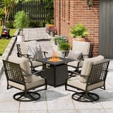 MIXPATIO 5-Piece Metal Patio Conversation Set, 28-Inch Fire Pit Table
