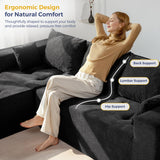 MAXYOYO Modular Sectional Sofa Couch, L Shaped Boneless Cloud Couch with Flexible Ottoman, Chenille Upholstered Living Room Comfy Sofa Chair for Living Room, No Assembly Required, Black