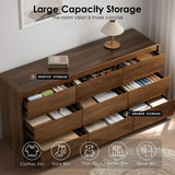 Oransail 9 Drawer Dresser, 63" Wide Walnut Dresser with Soft-Close Drawers