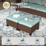 MIXPATIO Patio Furniture Set, 6 Pcs Wicker Outdoor Conversation Set, 2 x Swivel Chairs, 1 x 3 Seater Sofa, 1 x 2-Seat Lover Sofa and 2 x Ottomans with 4" Thick Cushion for Garden Backyard Deck, Blue