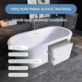 64" Free Standing Tub, Pure Acrylic Freestanding Bathtub, Stylish Stand Alone Contemporary Deep Soaking Bath Tub, cUPC Certified SY1265 (Glossy White)