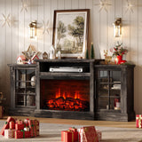 LUXOAK 70" Farmhouse TV Stand with 28" Fireplace, Rustic Black