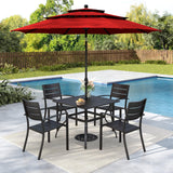 MFSTUDIO 5 Pieces Outdoor Dining Set w/Umbrella for 4