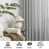 Macochico 150”Wx96”L Pinch Pleated Sliding Door Curtains with Hooks and Tieback, Natural Linen Drapes for Patio Doors Living Room Bedroom Home Office Divider with Tieback, Grey, 1 Panel