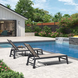 PURPLE LEAF Pool Lounge Chairs Set of 4 with Sponge, Easy Move, Beige