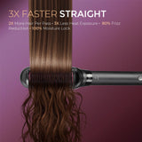TYMO Flat Iron Hair Straightener Brush 2 in 1, 200M Ions Hair Straighteners for Women, Ceramic Straightening Hot Comb for Anti-Frizz Straights, Waves, Curl, 3X Less Heat Damage, Dual Voltage, Black