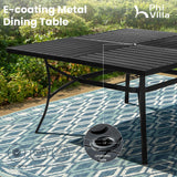 PHI VILLA Outdoor Dining Set for 8, Swivel Mesh Chairs & Square Table, Blue