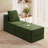 Living&Giving Cloud Sectional Couch for Living Room, Modular Boneless Couch with 1 Ottoman, Middle-seat Can Be Combined with Modular Sofa, Customizable Layout for Any Space, Green