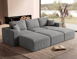 Modular Sectional Sofa Bed with Chaise, 115" Memory Foam Cloud Couch, Gray