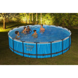Bestway Steel Pro MAX 18' x 48" Above Ground Pool, Round Metal Frame Outdoor Swimming Pool Set with LED Light, Filter Pump, Ladder, & Cover, Dark Gray