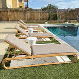 PURPLE LEAF 1 Piece Outdoor Chaise Lounge Heavy-Duty w/Side-Table Teak