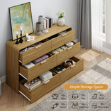 blini 6-Drawer Dresser for Bedroom, 55" Wide Wooden Chest of Drawers Modern Dressers & Chests of Drawers for Living Room, Entryway, Home Office
