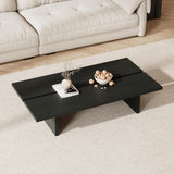 FHKJ 47.2" Modern Coffee Table for Living Room, Black Coffee Table Wood Living Room Table Rectangular Center Table Tea Table for Home Office